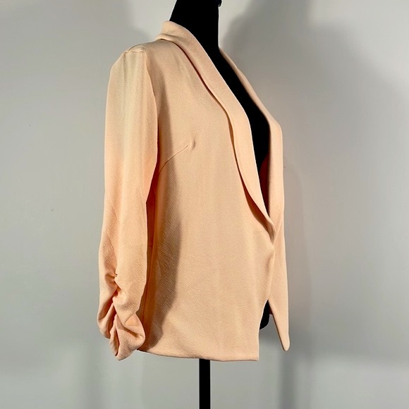 Pink, Open Front Blazer, Large, rousted sleeve, jacket,cardigan,ruched sleeve - Picture 4 of 7